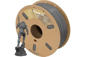 DURAMIC 3D PLA Filament 1.75mm Smoky Gray 1kg Spool, Jam-Free High Stifness 3D Printing Filament with Cardboard Spool, No-Tangling No-Clogging Dimensional Accuracy 99% +/- 0.03 mm