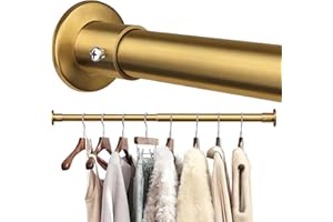 FOTRIC Closet Rods For Hanging Clothes, 17-28 Inch Adjustable Closet Rod, Stainless Steel Heavy Duty Closet Hanging Rod-Gold