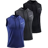 Neleus Men's Workout Tank Tops 3 Pack Sleeveless Running Shirts with Hoodie