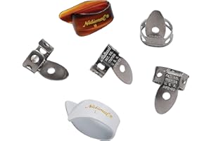 PLANET WAVES D'Addario National Finger Picks for Acoustic Guitar - Banjo Picks - Finger Picks & Thumb Pick Set - Medium/Large - Stainless Steel & Celluloid - 6 Picks