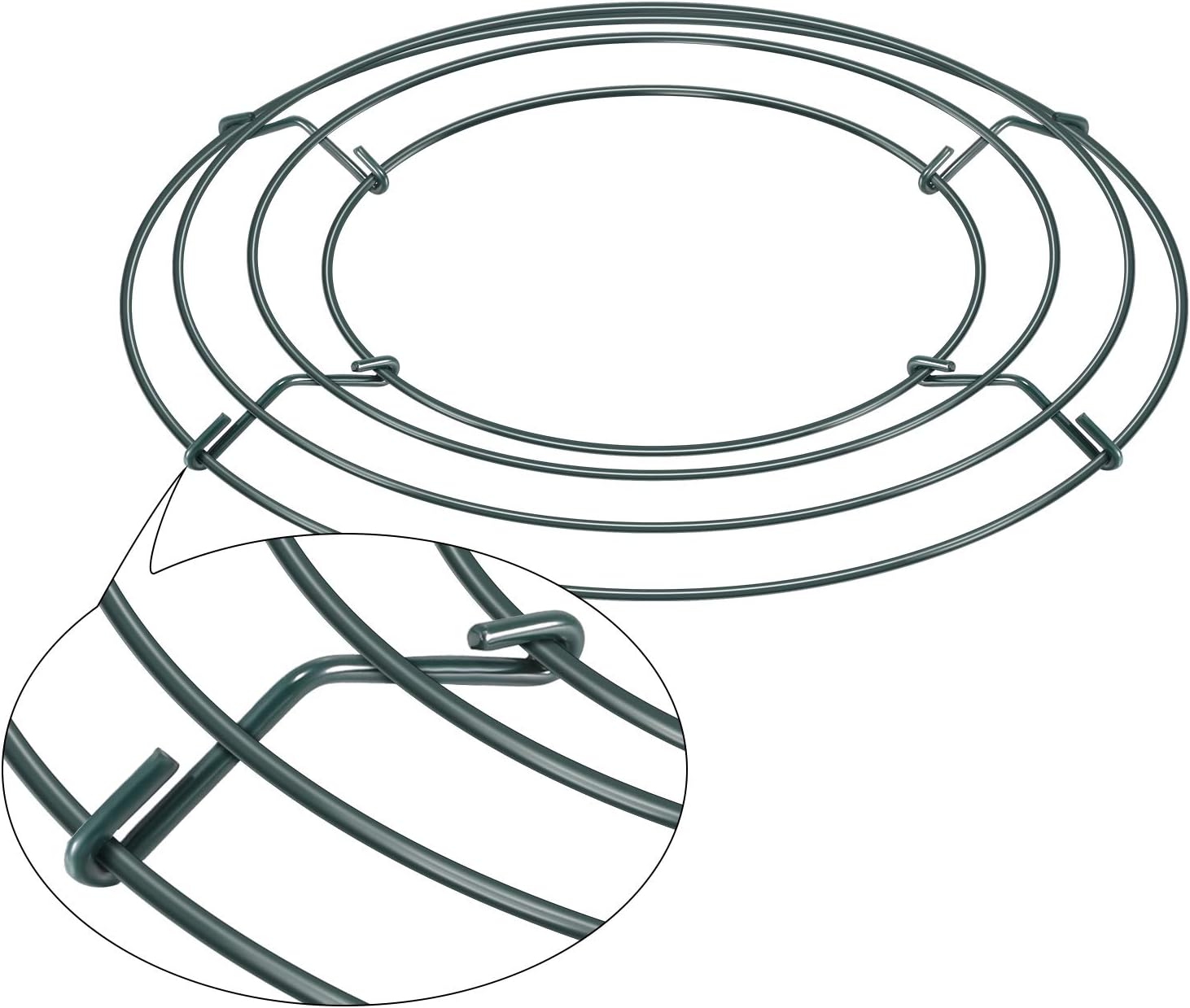 Hotop 10 Packs Christmas Metal Wreath Frame Green Round Wire Wreath Making Ring DIY Macrame Floral Crafts Wire Form Christmas Decoration Door Craft (8 Inches) - Image 4