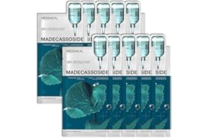 Mediheal Madecassoside Essential Sheet Mask Blemish Repair 10 pcs. 98% Purity Madecassoside & Hyaluronic Acid Included. Enhancing Moisture Barrier & Skin Texture Care. Vegan Formula Sheet Mask