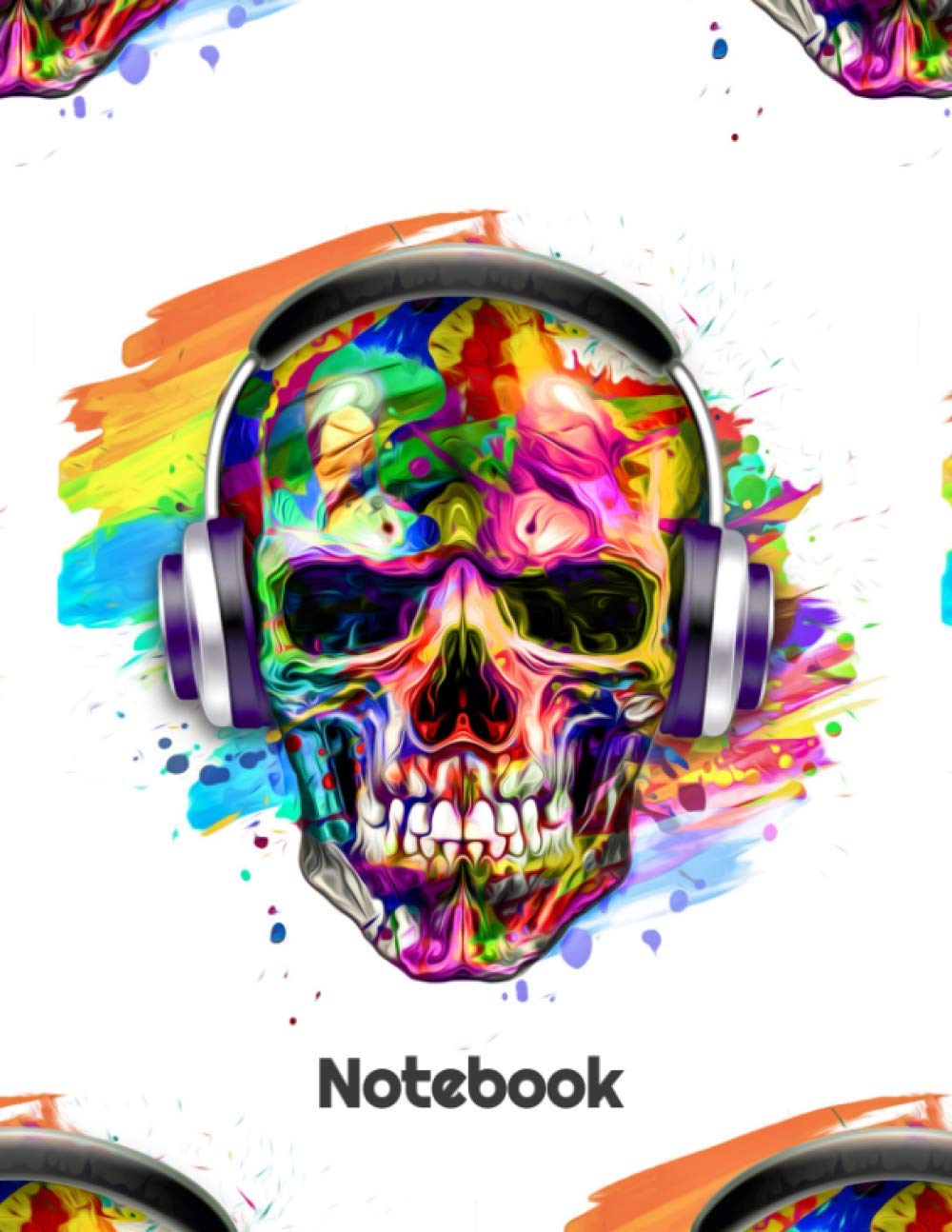 Notebook: Skull Headphones College Notebook, Composition Book, Lined Journal, 110 Pages. 8.5" x 11" Large, Great for College or Work