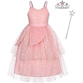 Marendyee Pink Witch Dress for Girls Halloween Costume Outfits Princess Sequin Dresses Layered Tulle Sparkly Mesh