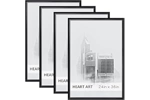 HEART ART 24 x 36 Poster Frame 4 Pack,24x36 Frame without Mat for Horizontal or Vertical Wall Mounting,Black
