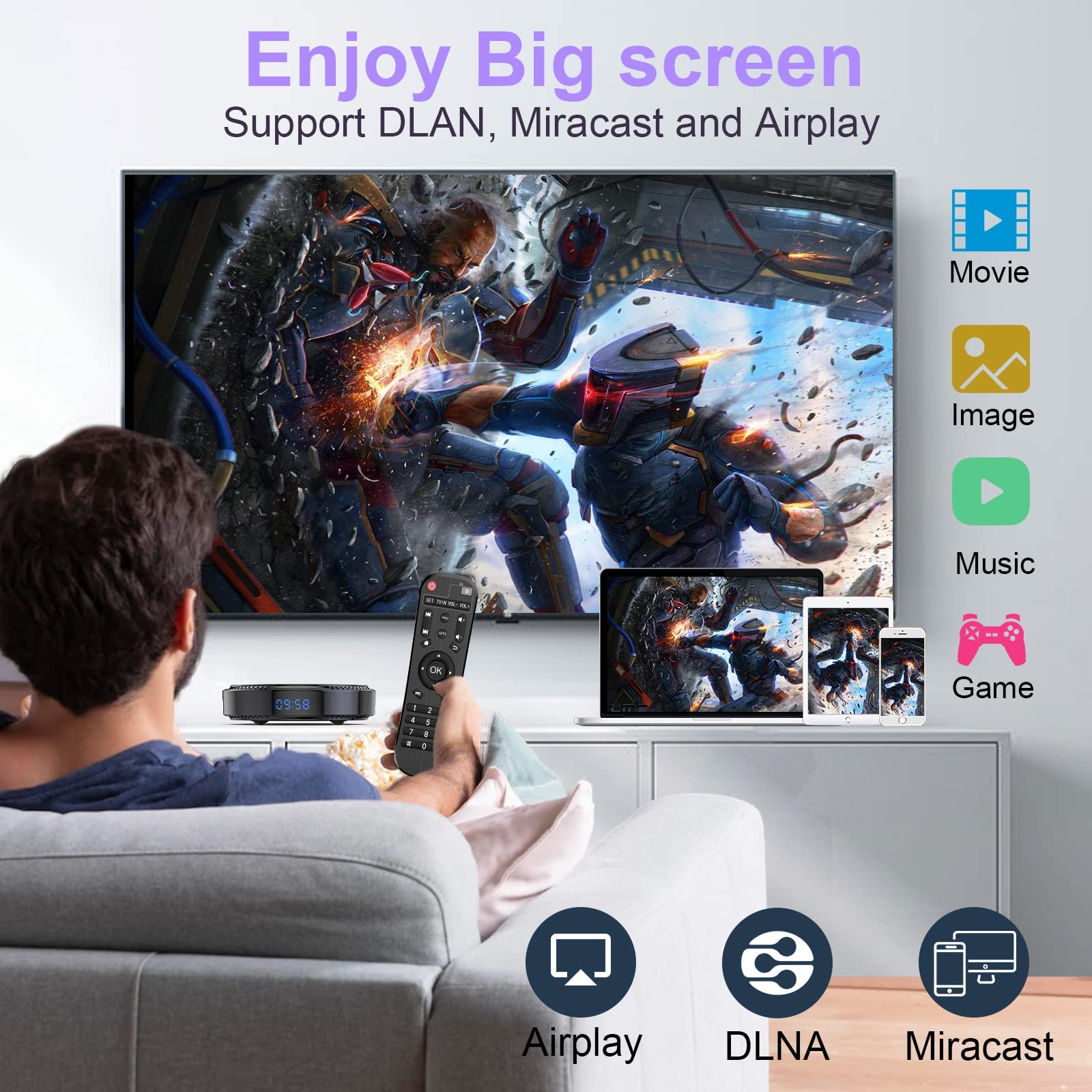 Android TV Box 12.0 4GB RAM 64GB ROM Dual-Band WiFi 6 Android Box 2023 with H618 Chipset Support 4K 6K HDR10 BT5.0 USB 2.0 with Mini Backlit Keyboard