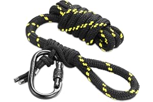 skiguard Treestand Safety Linemans Rope: Hunting Lifelines for Tree Stand & Saddle Hunting and Climbing Fall Protection, Rope-Style Tree Strap with Prusik Knot & One-Handed Lockable Carabiner