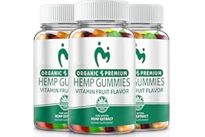 MOSRAY (3 Pack Organic Hemp Gummies 100% Natural Pure Hemp Oil Extract Strong High Potency Edible Vegan Low Sugar Made in USA