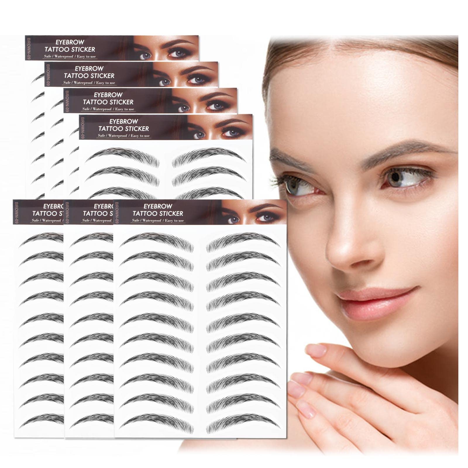 AWAVM 7Sheets/77Pairs 4D Hair-Like Tattoo Stickers Waterproof Natural Fake Eyebrow Stickers,Long Lasting Eyebrow Grooming Shaping Perfect for Women and Girls (Black-09) — image 1