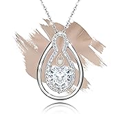 Sterling Silver Trendy Pendant Necklace for Women Dainty Charms Love Heart CZ White Gold Plated Hypoallergenic Jewelry Fashion Birthday Gift for Women