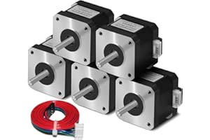 Usongshine Nema 17 Stepper Motor 42BYGH 1.8 Degree 38MM 1.5A 42 Motor (17HS4401S) 42N.cm (60oz.in) 4-Lead with 1m Cable and Connector for DIY CNC 3D Printer (Pack of 5)