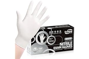 SwiftGrip Disposable Nitrile Exam Gloves, 3-mil, Small, Box of 100, White Nitrile Gloves Disposable Latex Free for Medical, Cleaning, Cooking & Esthetician, Food-Safe, Powder-Free, Non-Sterile