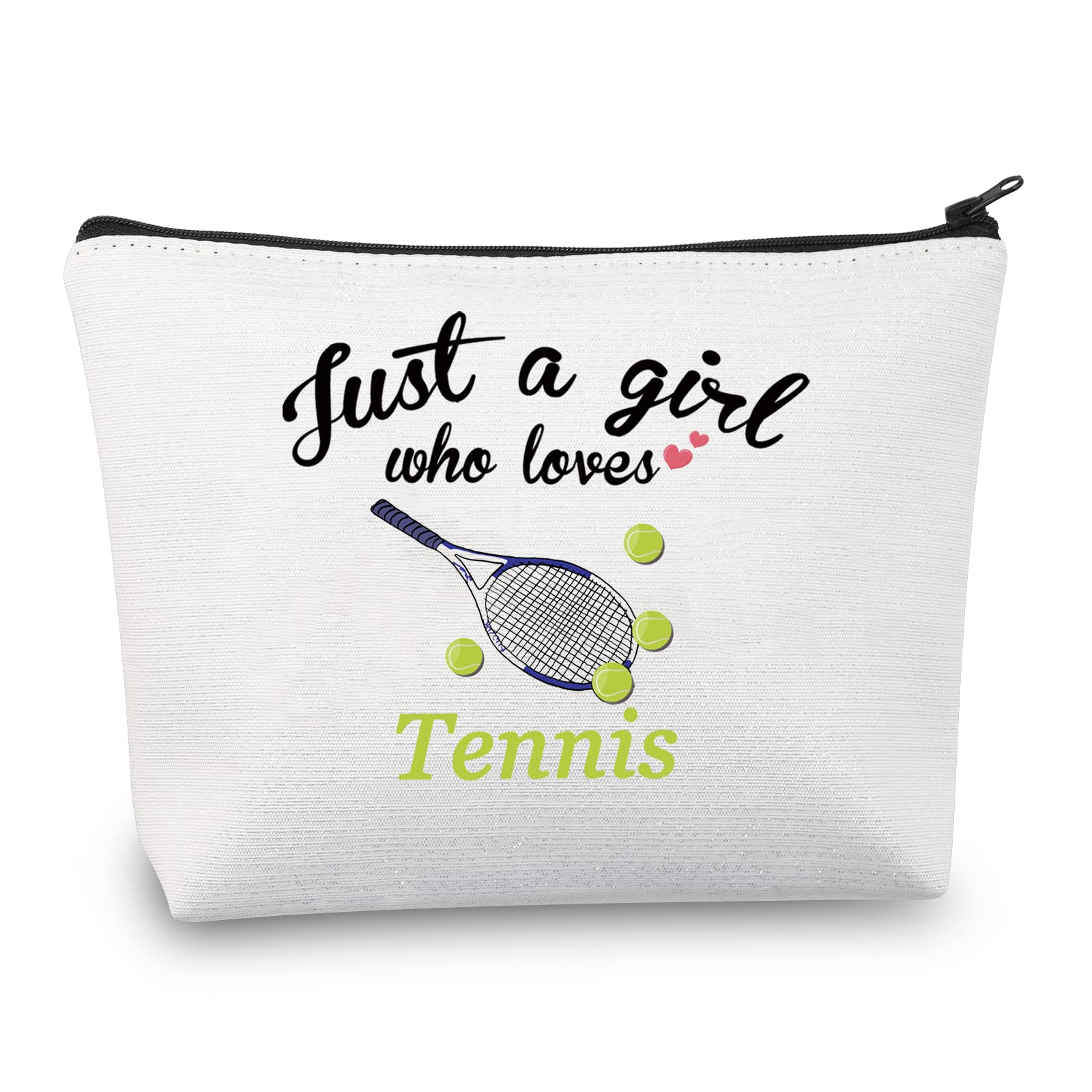 Tennis Makeup Bag for Girls Tennis Players Gifts Just a Girl Who Loves Tennis Racquet Cosmetic Bags Small Travel Pouches (Tennis Bag)