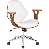 Amazon Com Acme Yoselin Office Chair White Pu Walnut Contemporary White Pu Walnut Furniture Decor