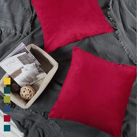 Amazon Com Yinfung Red Throw Pillow Covers 18x18 Velvet Ruby