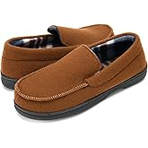 DL Men's Memory Foam Moccasin Slippers Breathable Moccasin Slippers Micro Wool House Shoes Anti-Slip Sole Indoor Outdoor