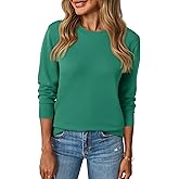 Saodimallsu Womens Fall Crew Neck Sweaters Cozy Knit Long Sleeve Lightweight Tops Basic Business Casual Outfits