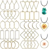 40pcs Open Bezel Pendants 10 Styles Hollow Frame Pendants Open Back Frame Pendant Geometric Hollow Bezel Pendant for Jewelry Making,Resin Casting,Pressed Flower,DIY Crafts(K Gold)