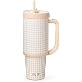 Ello Oasis 40oz Stainless Steel Water Bottle - Beige Gingham