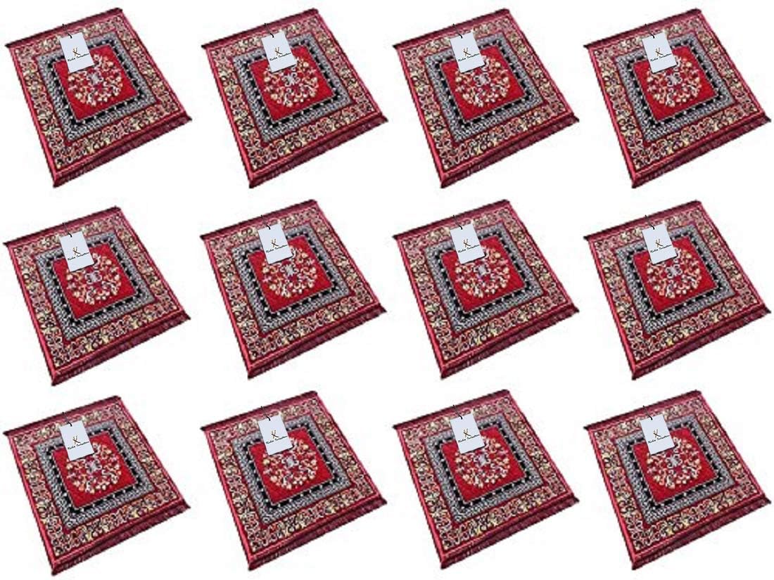 Kuber Industries 12 Piece Velvet Pooja Aasan Mat Set - 24" x 24", Multicolour, Standard (VASB0010073_4)
