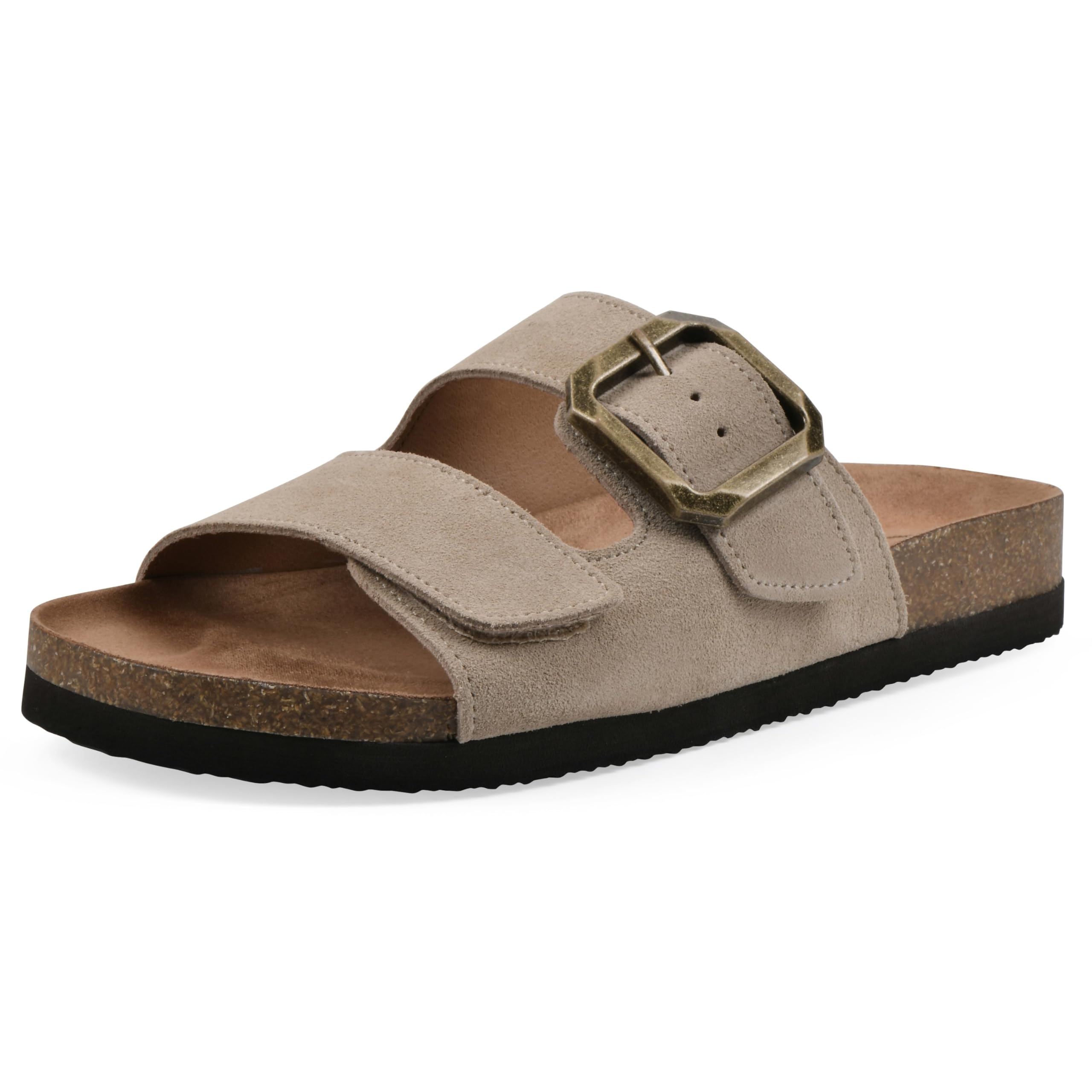WHITE MOUNTAIN Women’s Hayloft Signature Comfort-Molded Footbed Sandal, Sandal Wood/Suede, 12 M