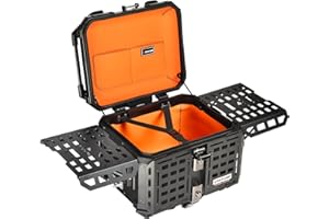 WOLFLINEMOTO Motorcycle Top Case Universal Aluminum Motorbike Tail Box with Leather Lining 45L Waterproof Detachable Trunk To