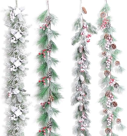 Amazon クリスマスリース 雪枝 ガーランド 壁掛け ドアぶら下げ 装飾 クリスマスツリー飾り パーティー装飾藤 オーナメント 北欧風 お洒落 店飾り 松の葉 モール 玄関 人工観葉植物 180cm グリーン リース おもちゃ