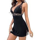 Avidlove Women's Lingerie Sexy Lace Nightgown V Neck Sleepwear Soft Babydoll Chemise