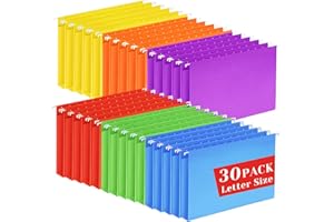 JUMLYS 30 Pack Hanging File Folders Letter Size, Colored Hanging Folders with 1/5-Cut Adjustable Tab, Extra Capacity Hanging File Folders, 1 Inch Expansion, Perfect Office, Home, Classroom Supplies
