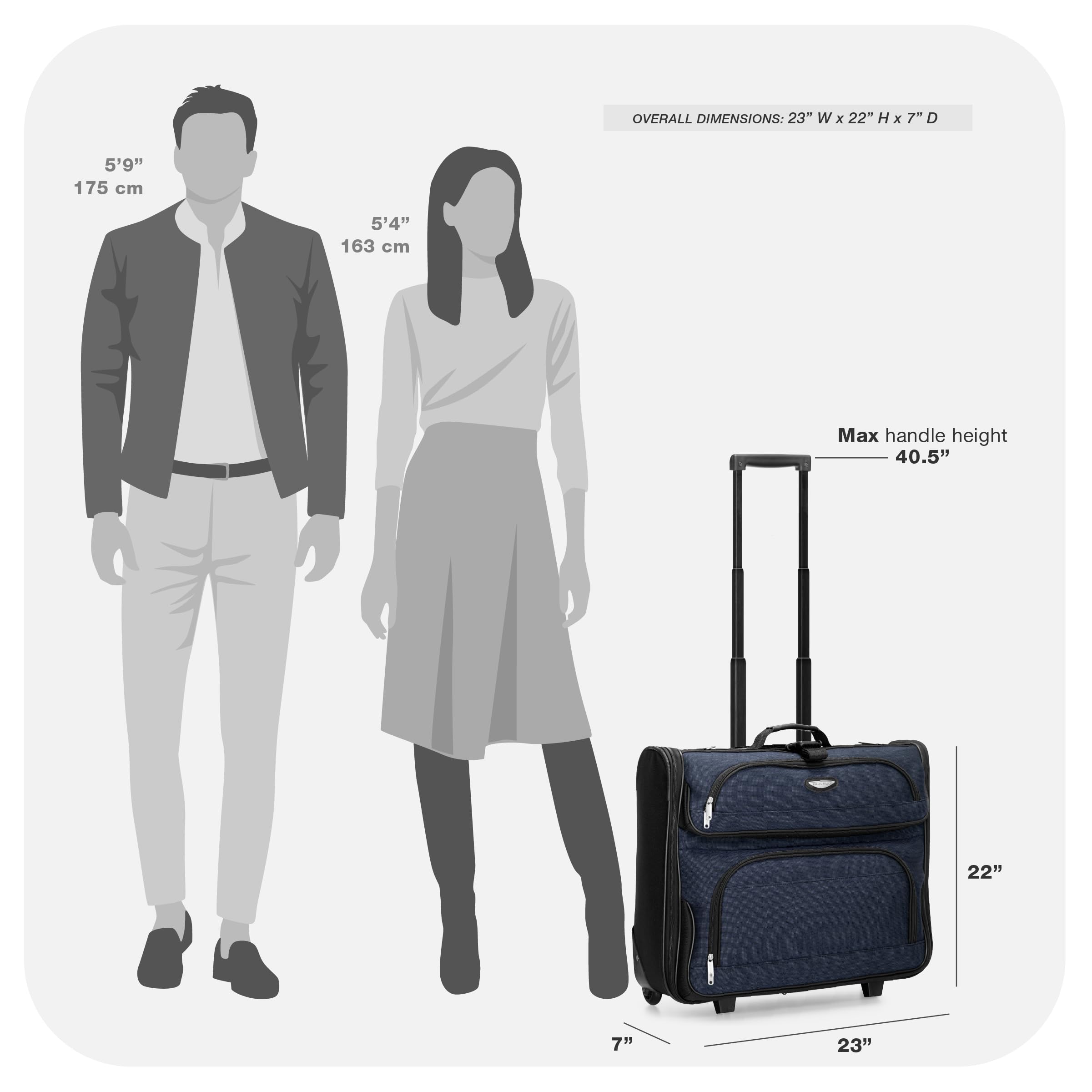Travel Select Amsterdam Business Rolling Garment Bag, Softside Expandable Rolling 2-Wheeled Suit Carrier, Navy, One Size