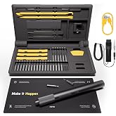 HOTO Precision Screwdriver Set, Repair Kit/w 26 Bits and 10 Repair Tools | 110&deg; Upright Workpad, 0.05/0.2 N&middot;m Torque, LED Light, for Electronics, Phones, Laptops