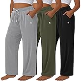 Neer 3 Pack Women's Plus Size Pants Wide Leg Sleep Yoga Pants Loose Drawstring Casual Baggy Sweatpants with Pockets