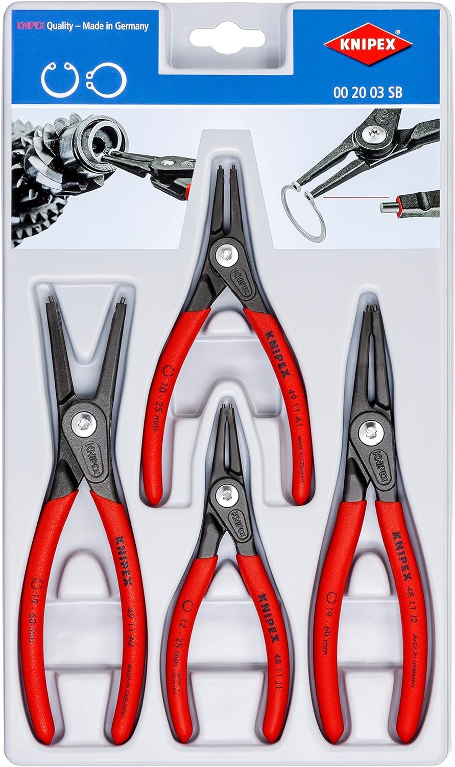 KNIPEX Precision Circlip Pliers Set 4 Parts, 00 20 03 SB