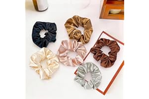 6 Pack Skinny Satin Hair Scrunchies with Travel Pouch No Damage Thin Elastic Hair Ties for Women Girls Soft Silk Like Ponytai