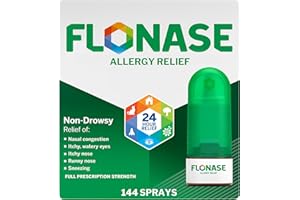 Flonase Allergy Relief Nasal Spray, 24 Hour Non Drowsy Allergy Medicine, Metered Nasal Spray - 144 Sprays- Fall and Seasonal Allergy Relief