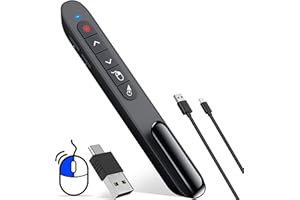HEYLACOOLX Air Mouse Clicker for Presentation Rechargeable,Presenter Clicker Remote for Classroom Teacher, RF 2.4GHz USB Wireless Presentation PPT Clicker Slide Advancer for Mac, Windows, Laptop, Keynote