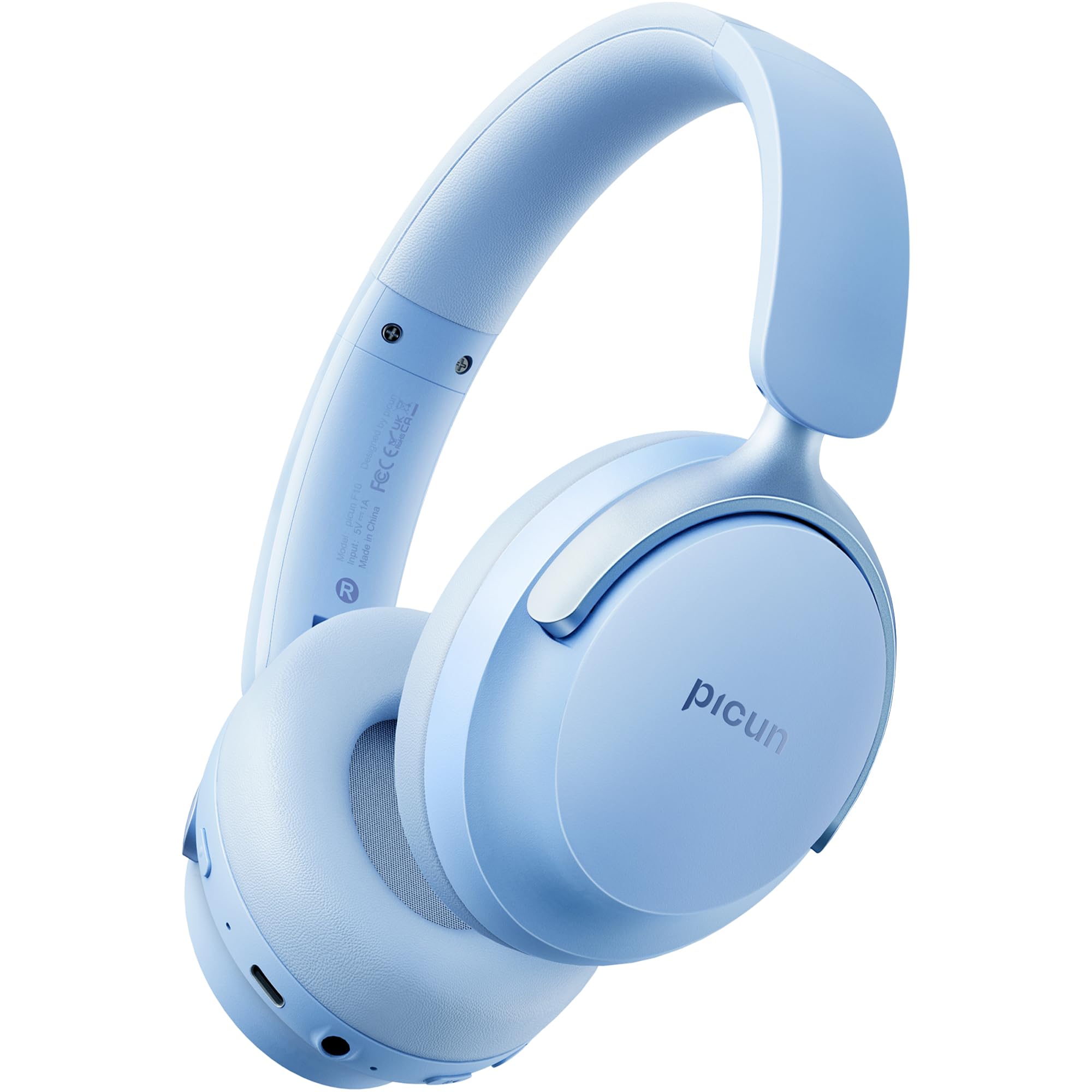 Photo 1 of Picun NC60 Hybrid Active Noise Cancelling Headphones, Foldable Wireless Over Ear Bluetooth 5.4 Headphones, 80H Playtime, Transparency Mode, Stereo Bass, Custom EQ via App for Travel Home Lake Blue