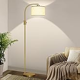 Nintiue Upgraded Modern Arc Dimmable Tall Standing Floor Lamp with Linen Shade, 1200 Lumens LED Bulb Included, for Living & R