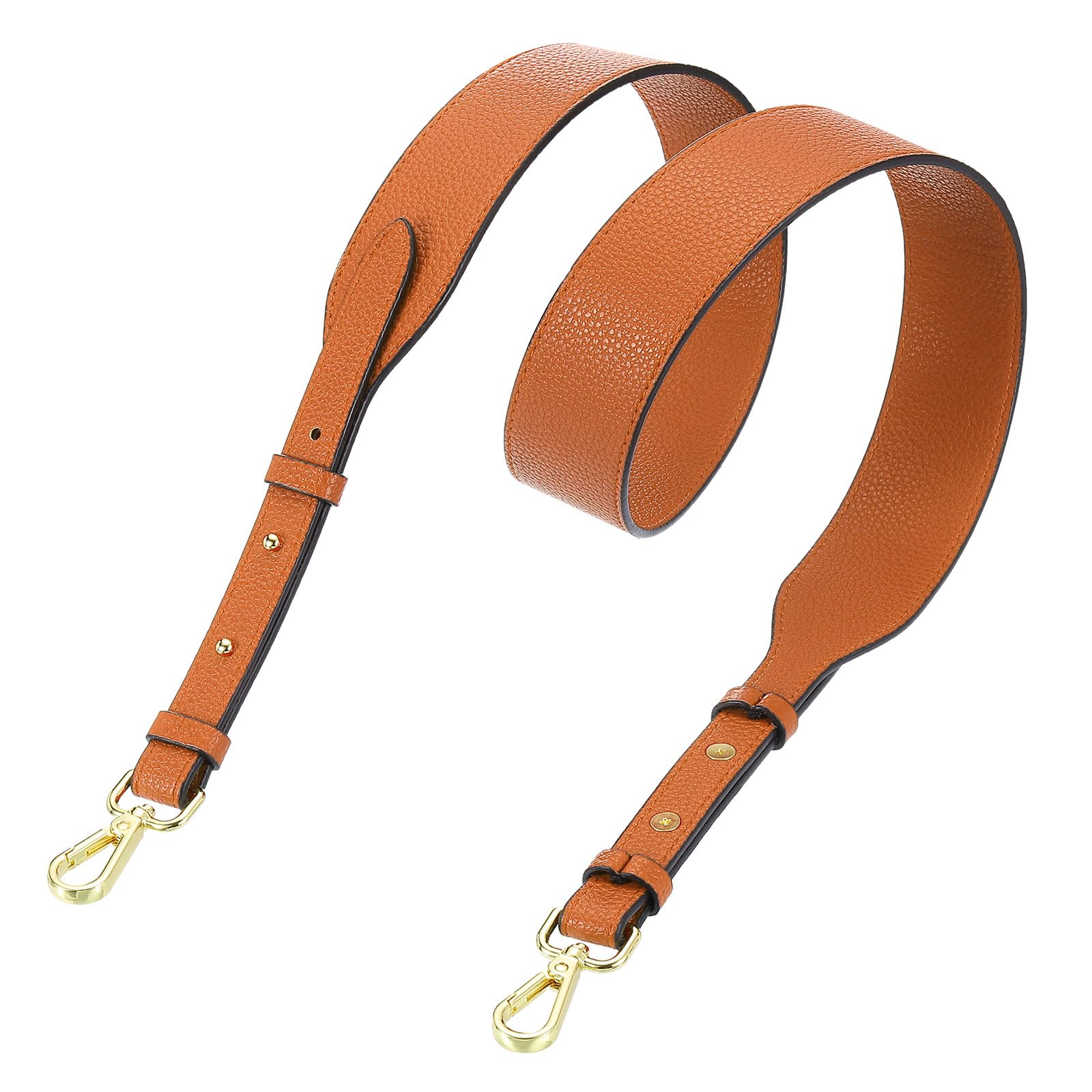 Photo 1 of uxcell PU Leather Bag Strap, 41.7"-45.3" Adjustable Crossbody Replacement Straps 1.5" Width for Cross Body Bag, Shoulder Bag (Orange, Gold Clasp)