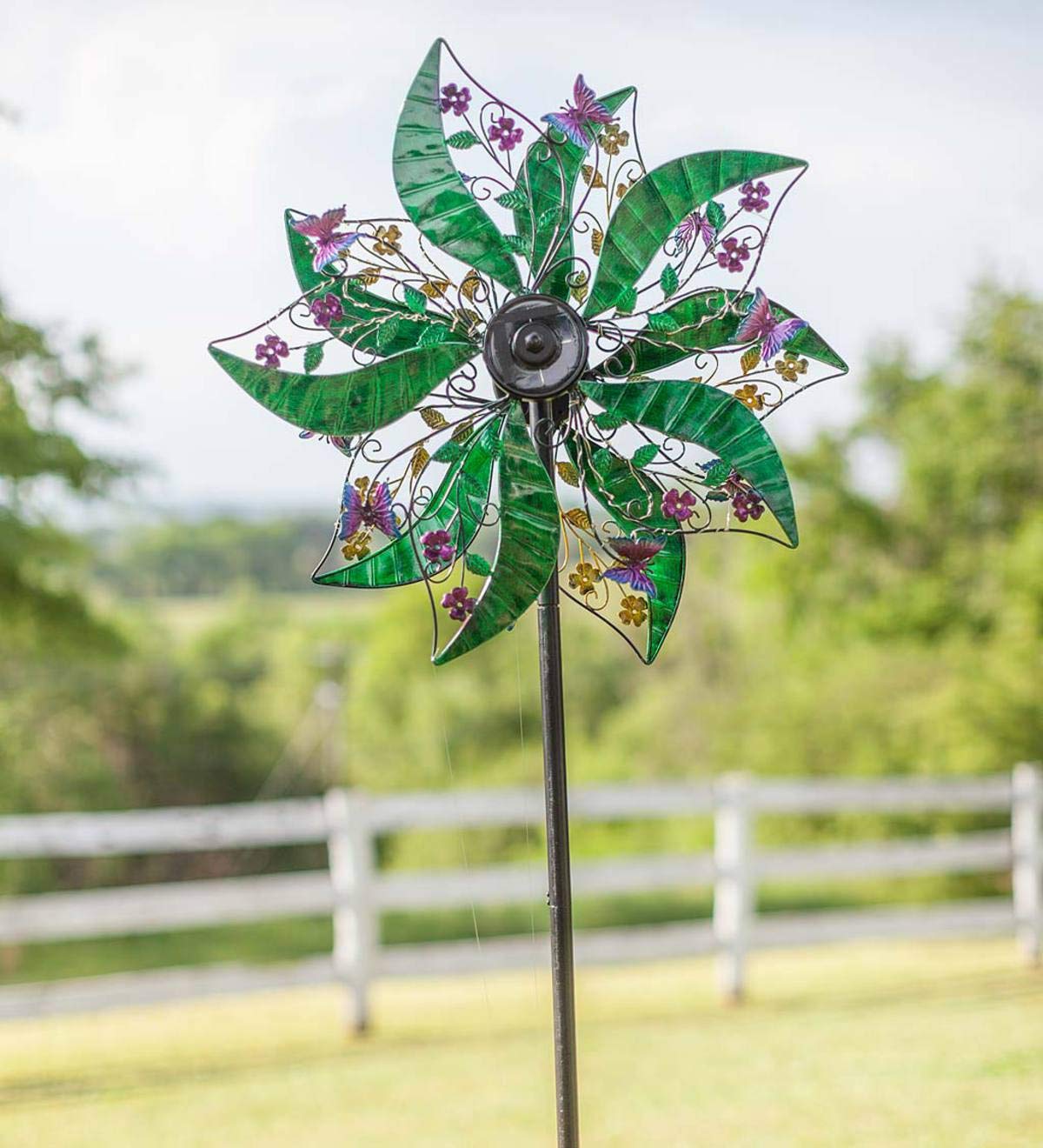 Best Solar Dual Wind Spinner Garden Decor Yard Stake