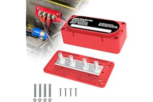 UCkasayfy Heavy Duty Bus Bar 300A 12V Power Distribution Block with 5/16" (M8) 4-Posts Terminals Block with Cover for Automot