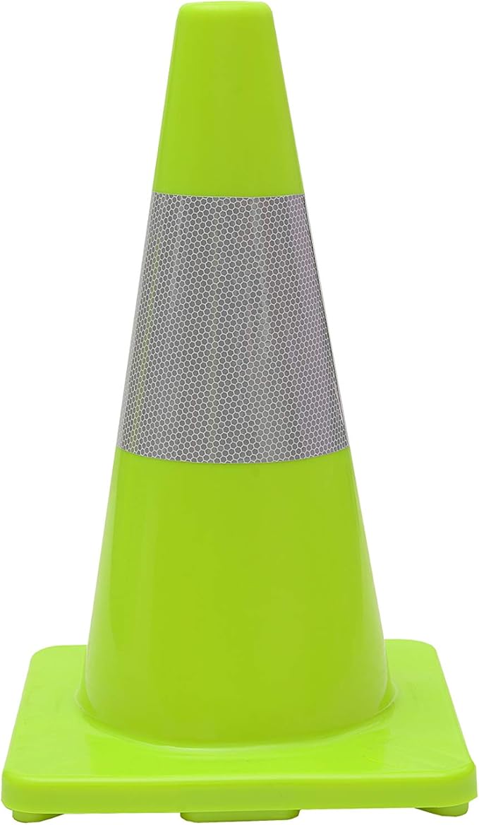 CJ Safety 18" Lime Green PVC Traffic Safety Cones (12 Cones
