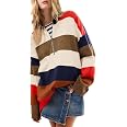 Yousify Oversized Half Zip Turtleneck Sweater - Women's Fall 2024 Trendy Knit Top S-2XL