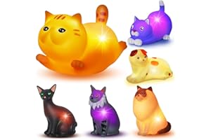 VIBOYLAR Bath Toys for Kids 1-3, 6 PCS Light-Up Cat Bath Toy Set, Baby Toddler Bath Toys, Bathtub Pool Bath Toy for Kids, Christmas Birthday Gifts for Boys & Girls Ages 1 2 3+ Years Old