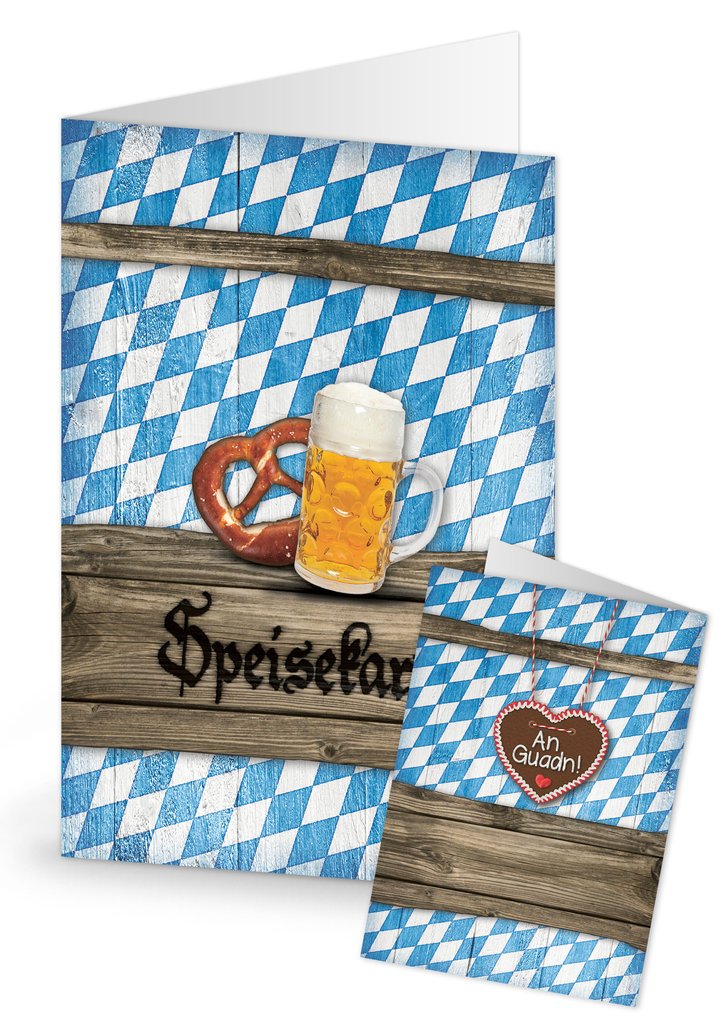Logbuch-Verlag 10 Menu Cards Oktoberfest Menu Menu Bavarian Bavarian Blue White for Printing and Labelling DIN A5