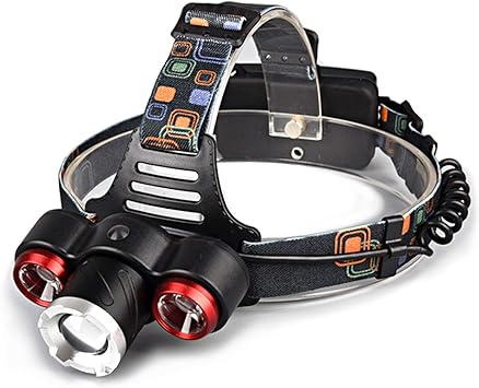 canotagio linterna minera de cabeza recargable con 3 potentes linternas led lampara frontal para cabeza o casco con 3 intensidades de luz para