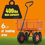 SuperHandy Heavy Duty Utility Cart 400 lbs Capacity Black Garden Wagon view 4