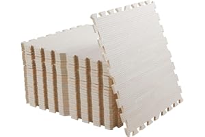 Wisfor Foam Floor Tiles 24"x24" Interlocking Floor Mats 48sq.ft. Waterproof Gym Flooring Wood Grain Puzzle Mats for Floor Exe