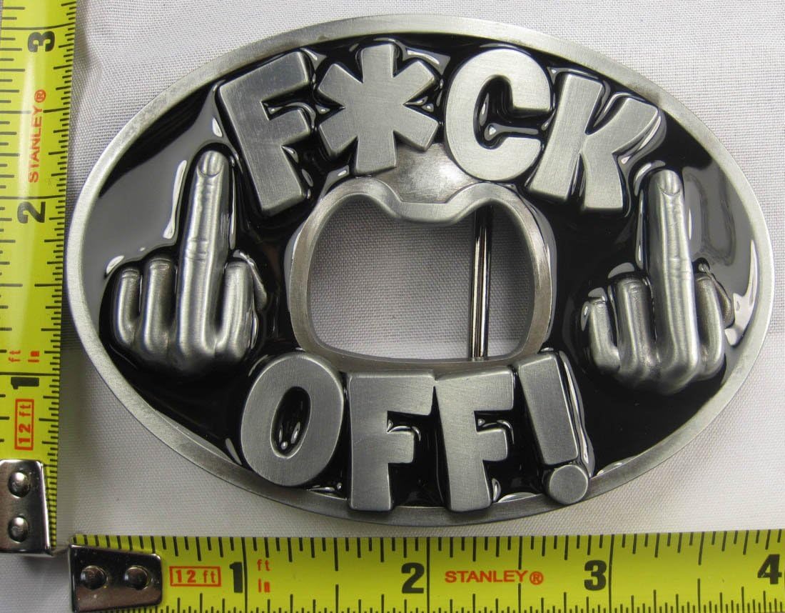 middle finger belt buckle