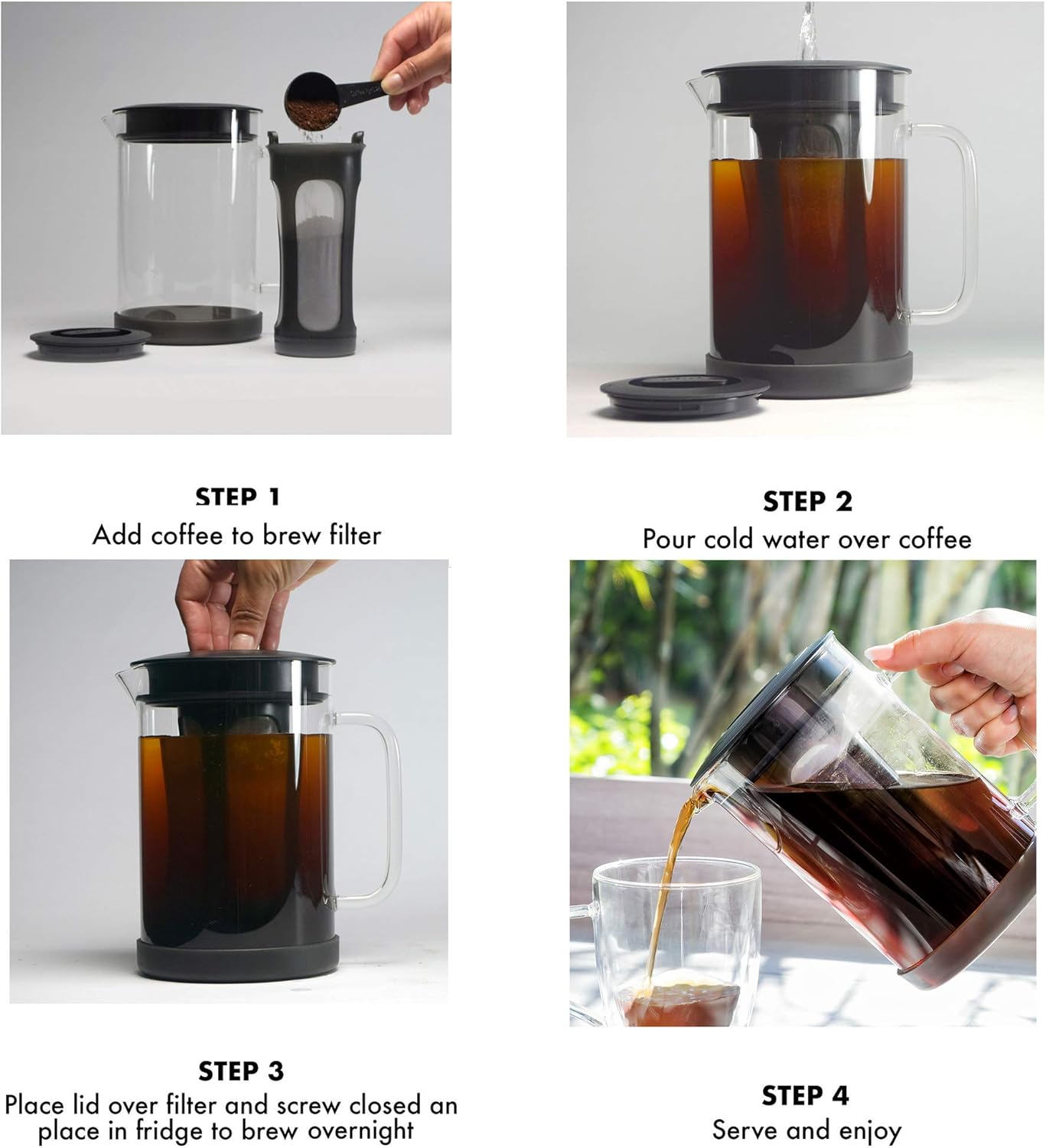 Primula PCBBK5351 51 oz Black Pace Cold Brew Iced Coffee Maker